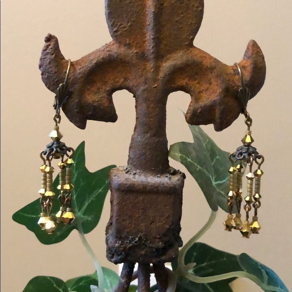 Swarovski Crystal Aurum 2AB chandelier earrings